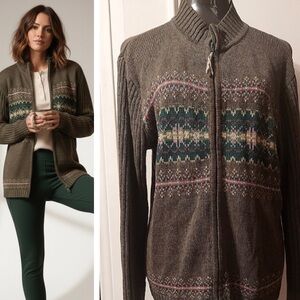 Cabincore Fair Isle Cardigan Grandpacore Full Zip Cozy Cabin Knit